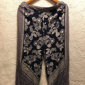 Wide Leg Elastic Waist BOHO Pants size Large